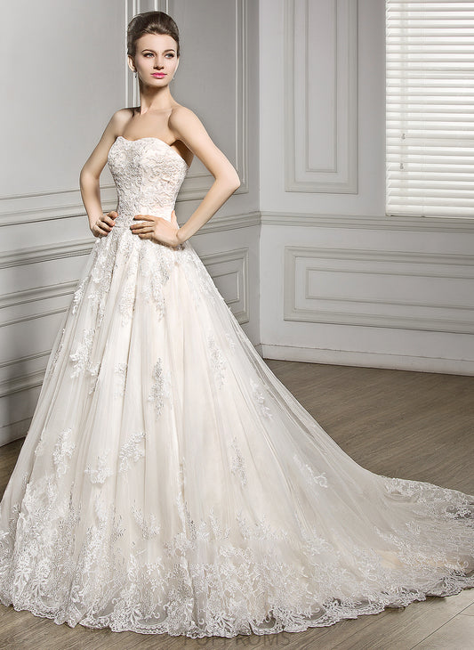 Wedding Dresses Tulle Angelina Ball-Gown/Princess Court Sweetheart Lace Train Dress Wedding