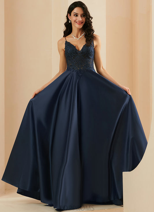 Prom Dresses Lace Floor-Length A-Line V-neck Tabitha