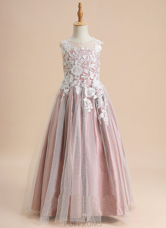 Scoop Floor-length Flower Girl With Tulle Neck Flower Girl Dresses Lace - Maritza Dress Sleeveless A-Line