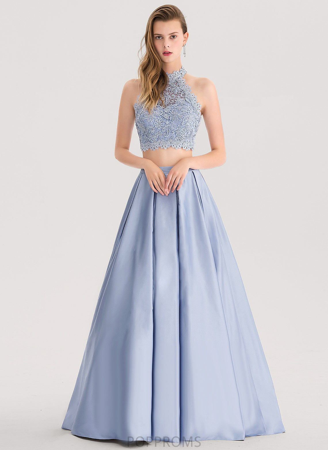 Sequins Lace Jaiden Satin With Floor-Length Ball-Gown/Princess Prom Dresses Scoop Beading