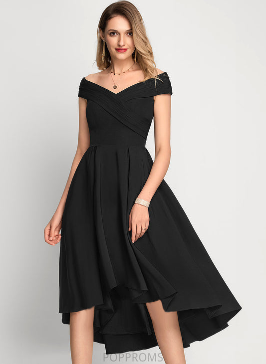 Cocktail Dresses A-Line Cocktail Stretch Dress Crepe Off-the-Shoulder Asymmetrical Catalina