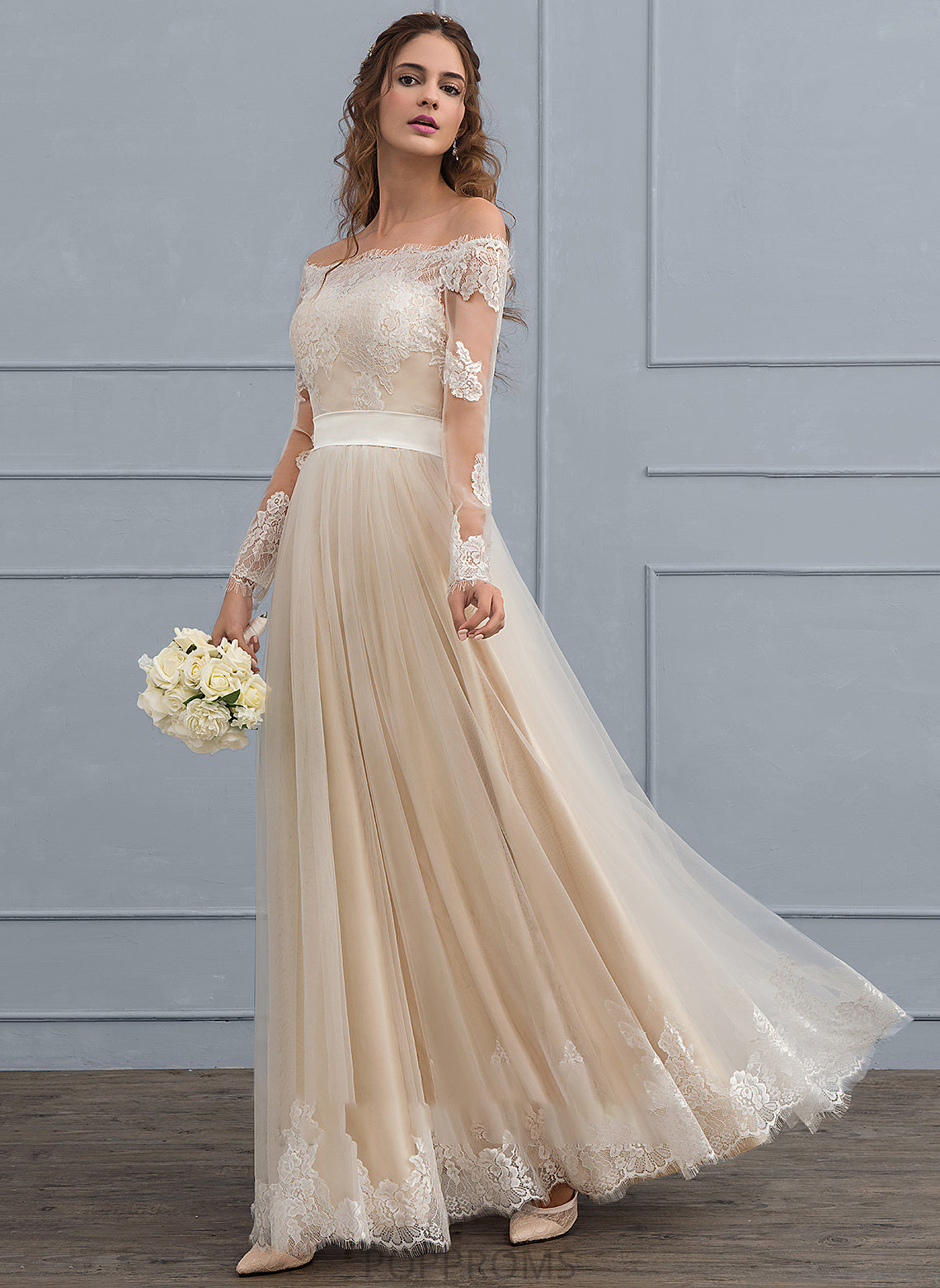 A-Line Floor-Length Dress Lace Tulle Wedding Wedding Dresses Arianna