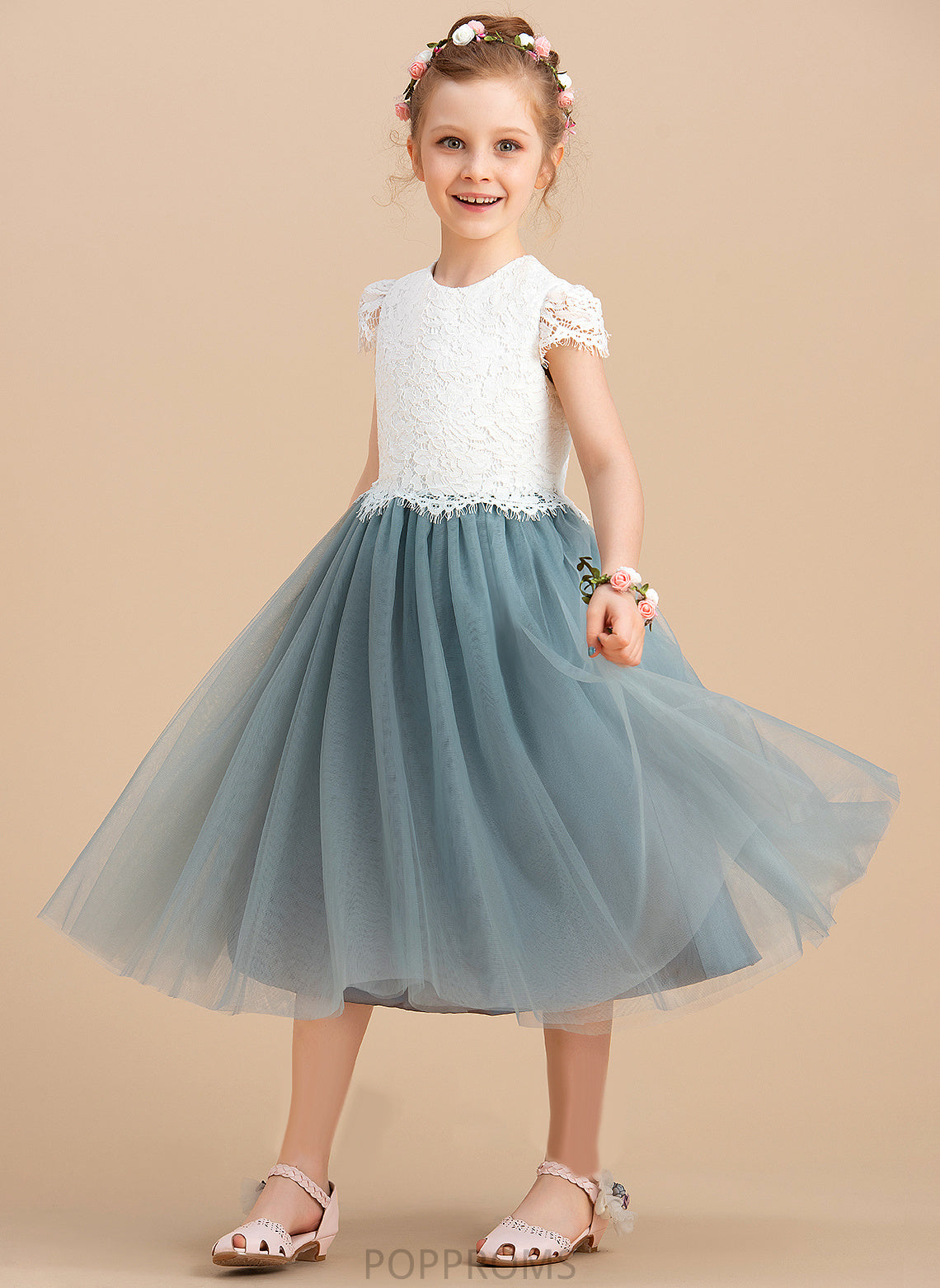 A-Line Dress Neck Tea-length Scoop Flower Girl Dresses Mia Tulle/Lace Girl Flower - Sleeveless