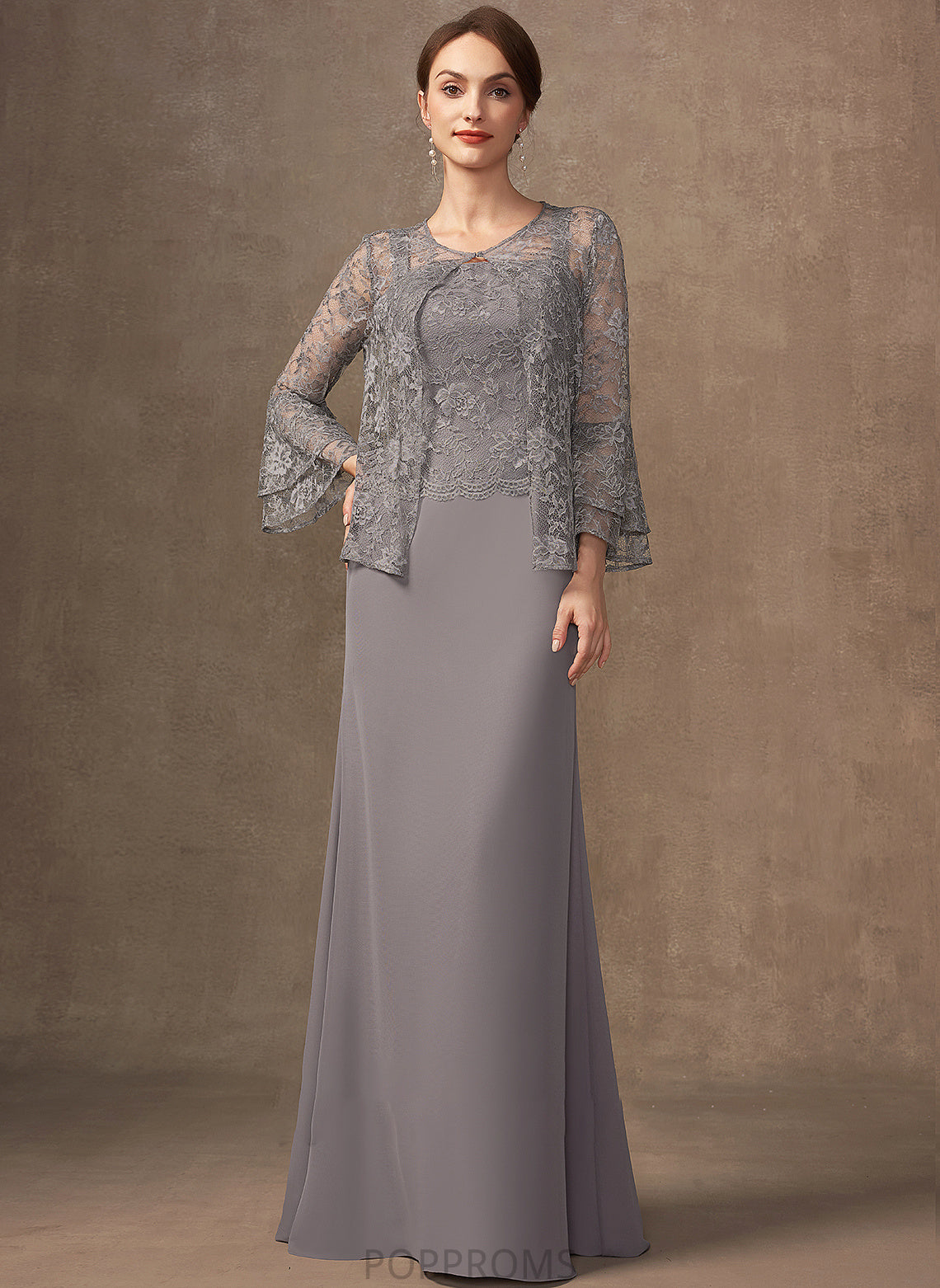 Neckline Chiffon of Sheath/Column Bride Lace Floor-Length Square Mother of the Bride Dresses the Mother Aubrey Dress