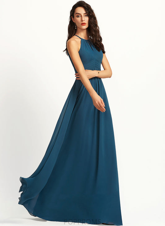 ScoopNeck Ruffle Floor-Length Neckline A-Line Embellishment Length Silhouette Fabric Logan Straps Floor Length Bridesmaid Dresses