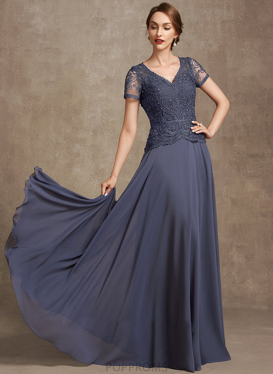 Sequins Chiffon Angela Bride V-neck Mother of Mother of the Bride Dresses With the A-Line Floor-Length Lace Dress