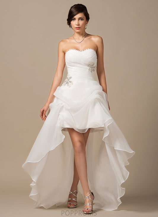 Wedding Dresses Mercedes Ruffle Asymmetrical With Sweetheart Wedding A-Line Organza Beading Dress Sequins