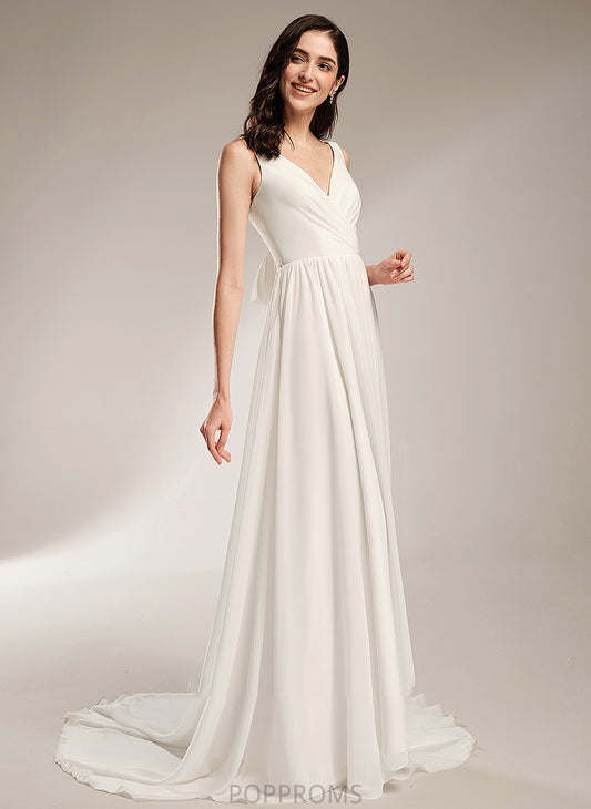 Wedding Dresses Wedding Train V-neck Greta Dress With A-Line Court Lace