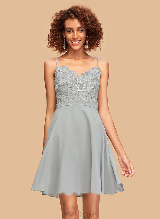 Homecoming V-neck Chiffon With Beading Dress A-Line Lace Diya Homecoming Dresses Short/Mini