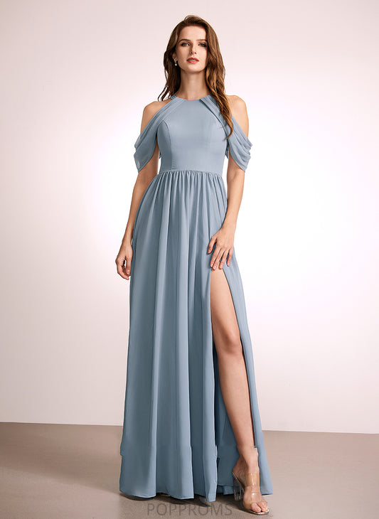 Fabric HighNeck Straps Neckline A-Line Floor-Length Silhouette Length Poll Short Sleeves Natural Waist Floor Length Bridesmaid Dresses