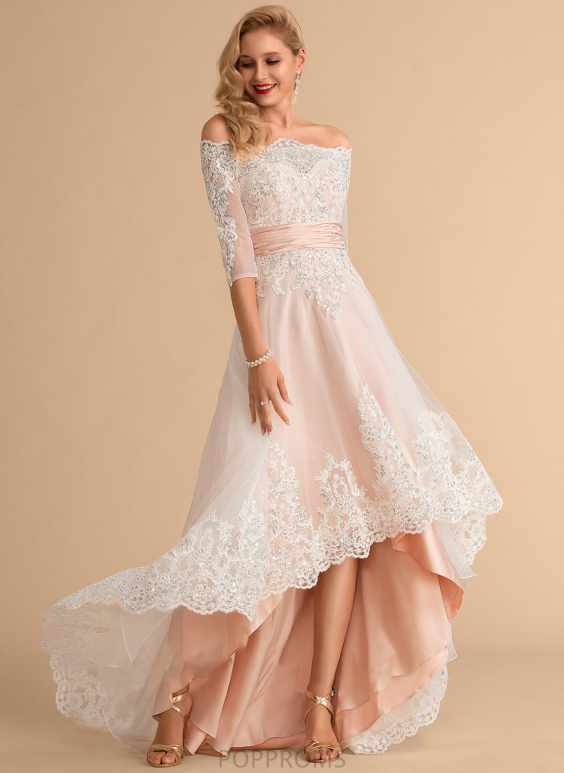 Wedding With Tulle Satin Lyric Lace Sequins A-Line Asymmetrical Dress Wedding Dresses