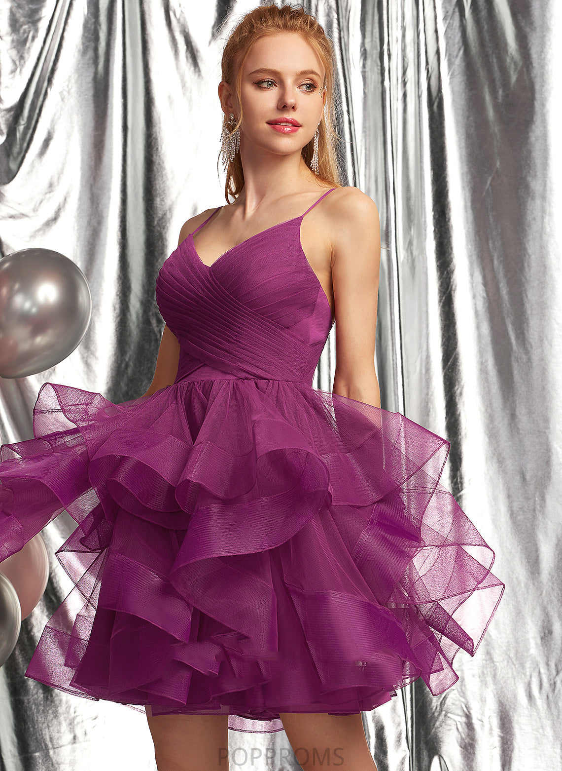 Homecoming Dresses Dress Short/Mini Tulle Homecoming Ball-Gown/Princess Carly V-neck