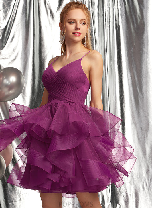 Homecoming Dresses Dress Short/Mini Tulle Homecoming Ball-Gown/Princess Carly V-neck