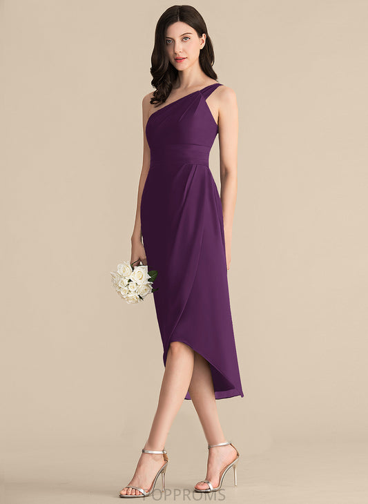 Alissa Ruffle Sheath/Column Cocktail Chiffon Dress Cocktail Dresses With Asymmetrical One-Shoulder