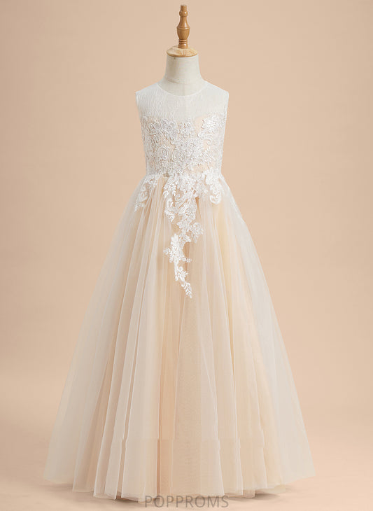 Dress Neck Flower Girl Dresses Sleeveless Floor-length Lace/Beading With - Tulle Scoop Rosemary Girl A-Line Flower