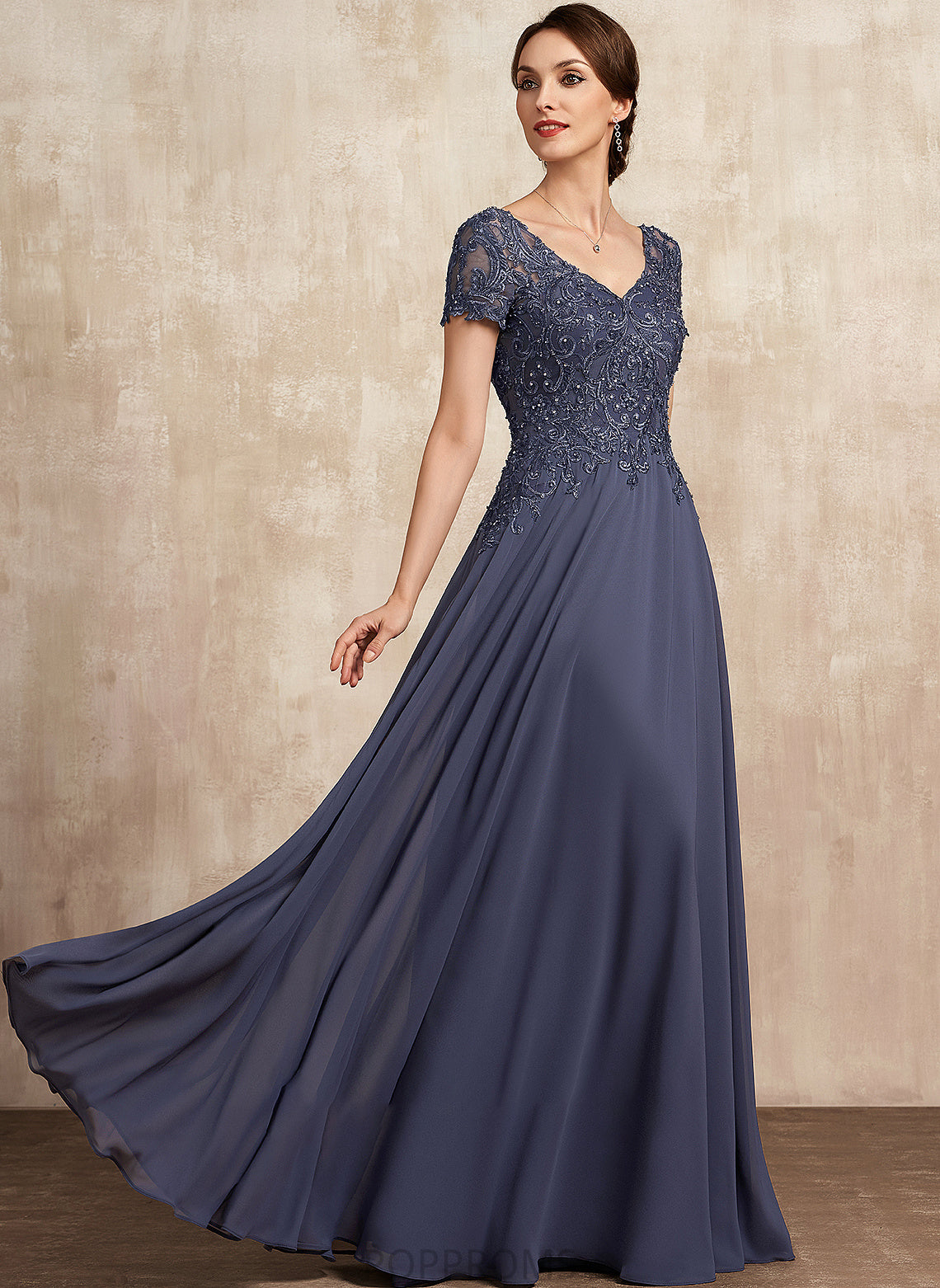 V-neck Lace Aurora Dress Mother of the Bride Dresses A-Line the Mother Beading Floor-Length of With Bride Sequins Chiffon