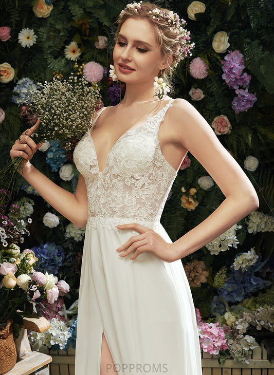 Wedding Dresses Lucinda V-neck Chiffon Lace A-Line Floor-Length Wedding Dress