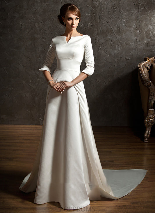 Wedding Wedding Dresses Train Watteau Satin A-Line Philippa Dress