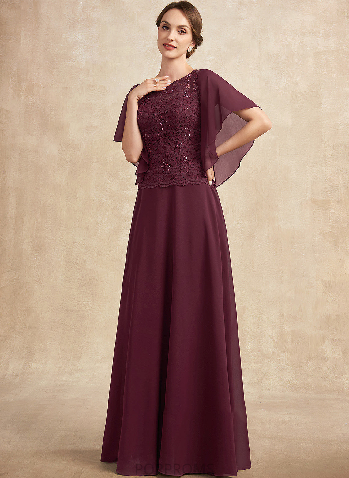 Chiffon With of Mother of the Bride Dresses A-Line Rebecca Bride Scoop the Sequins Neck Lace Floor-Length Mother Dress