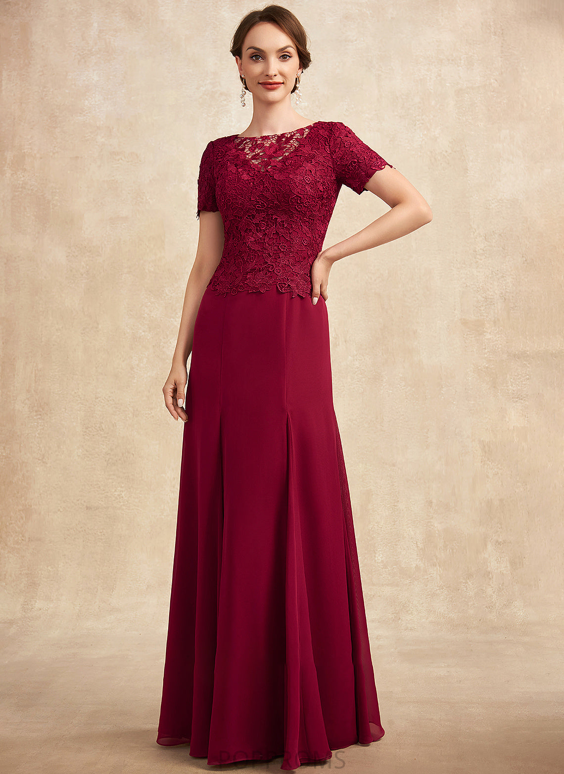 of Dress Lace Mother of the Bride Dresses Scoop Scarlet Floor-Length Trumpet/Mermaid the Mother Bride Neck Chiffon