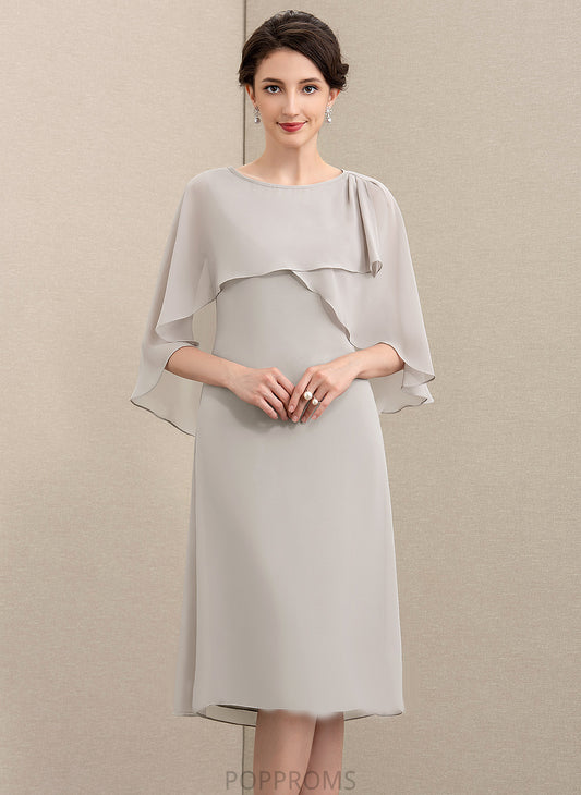 A-Line Alannah Knee-Length Bride Dress the Neck of Chiffon Mother of the Bride Dresses Mother Scoop