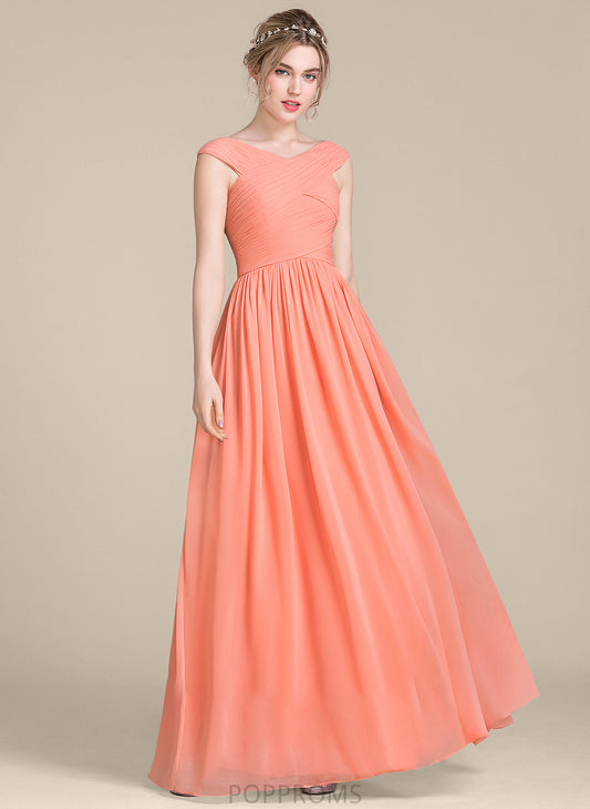 Ruffle Chiffon With Floor-Length Ball-Gown/Princess V-neck Prom Dresses Elisa