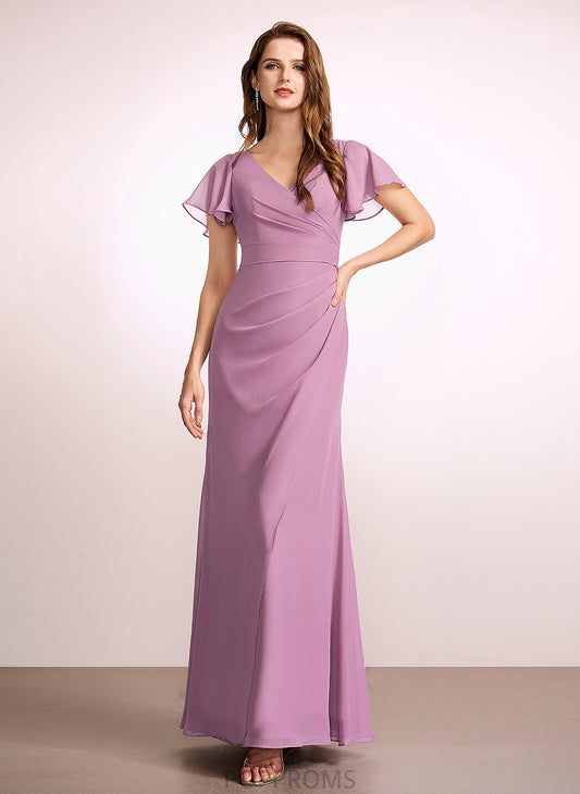 Silhouette Neckline Length Floor-Length Embellishment Ruffle Fabric V-neck Sheath/Column Lorelai Floor Length V-Neck Bridesmaid Dresses