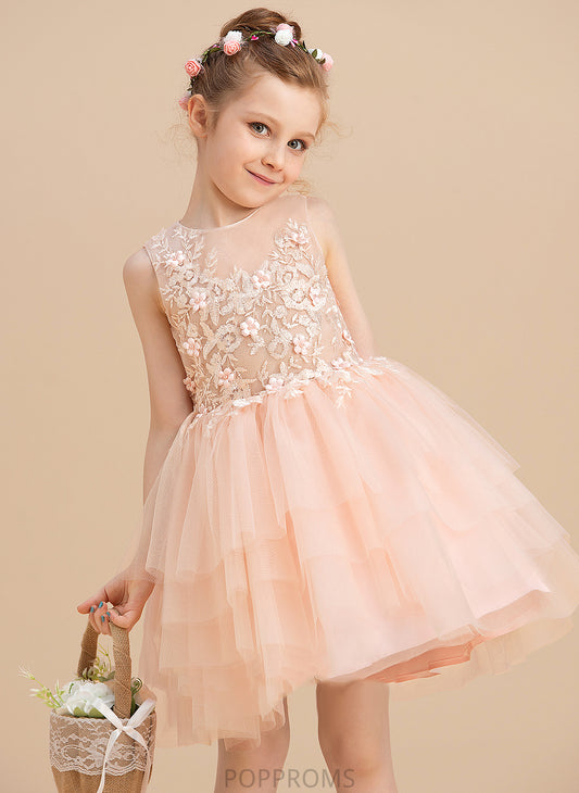 Girl Sleeveless Scoop With Tulle/Lace Ball-Gown/Princess Neck Mylie Dress Flower Girl Dresses Knee-length Lace/Beading - Flower