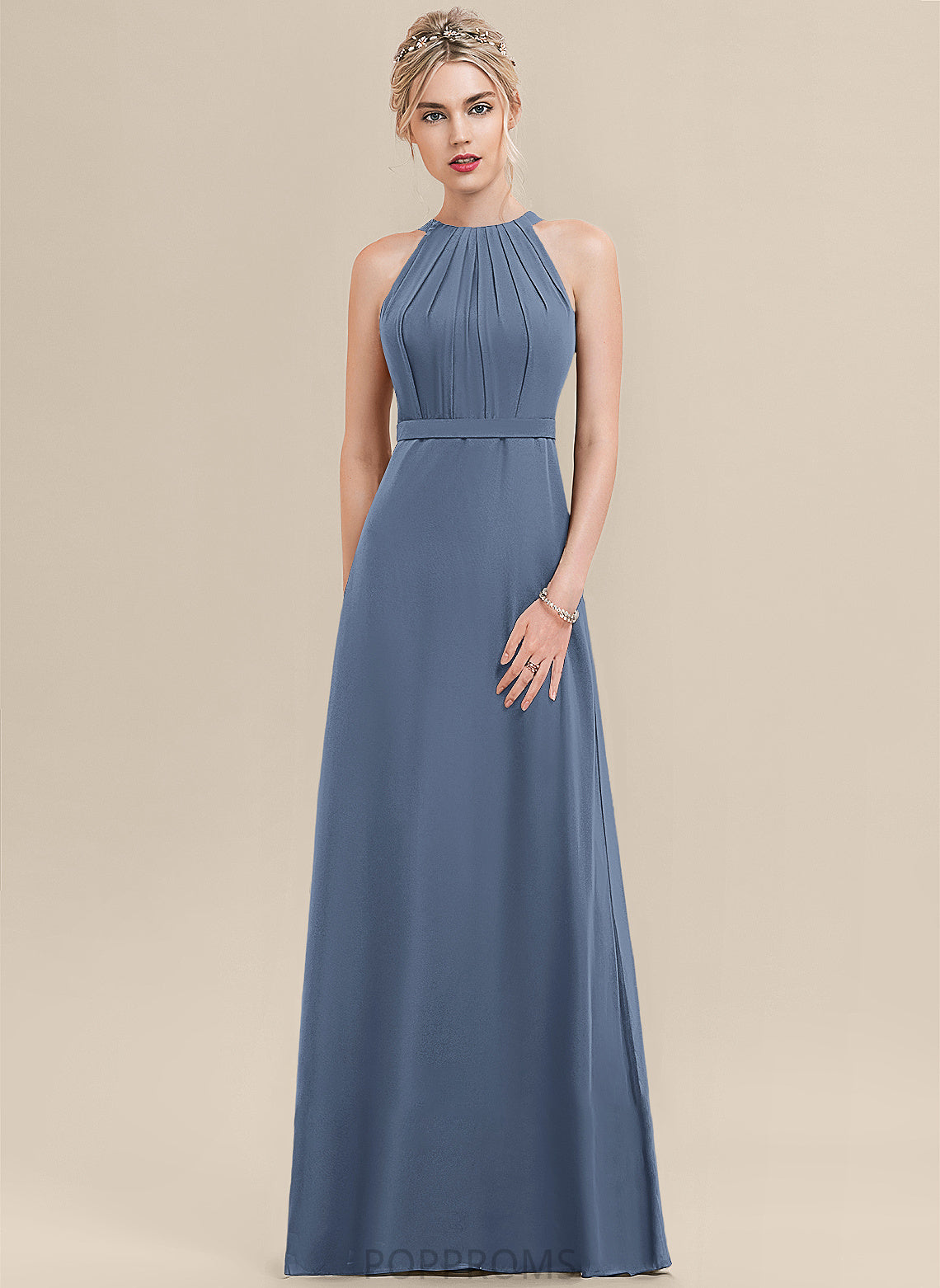 Length Fabric A-Line Silhouette Ruffle Embellishment Neckline ScoopNeck Floor-Length Hadassah Sleeveless Floor Length Bridesmaid Dresses