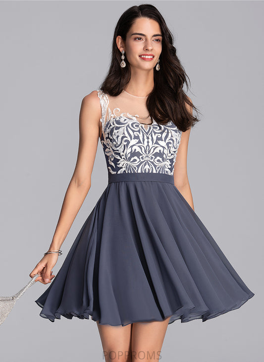 Short/Mini Homecoming Homecoming Dresses Chiffon Dayana Lace A-Line Neck Scoop With Dress