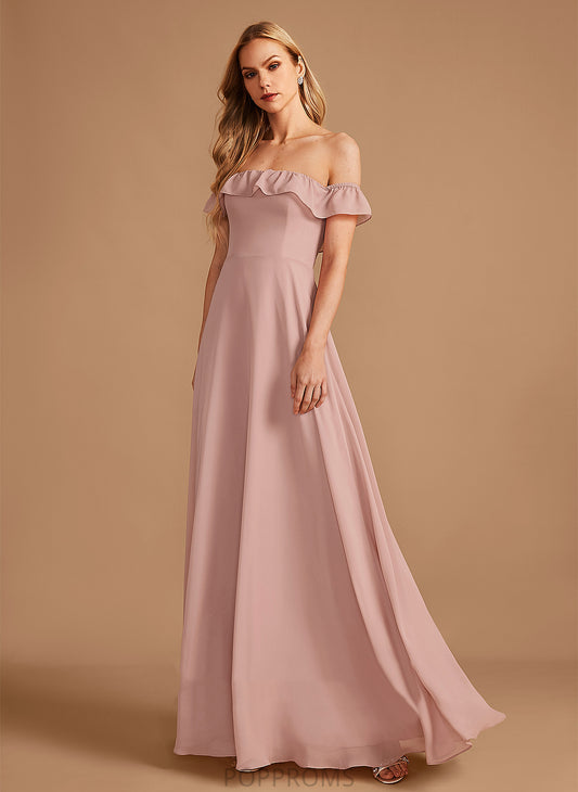 Fabric Length Off-the-Shoulder Ruffle Silhouette Neckline A-Line Floor-Length Embellishment Makenzie Scoop Velvet Bridesmaid Dresses