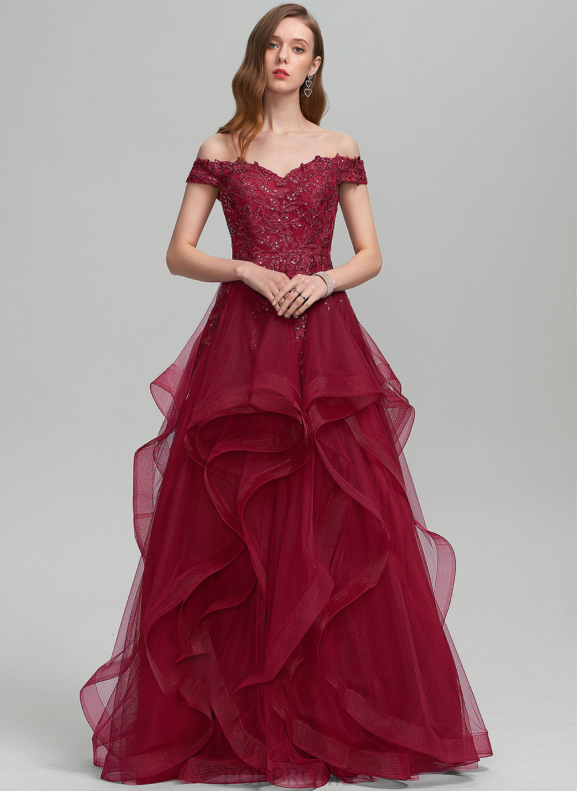 With Prom Dresses Off-the-Shoulder Michaelia Ball-Gown/Princess Floor-Length Tulle Sequins