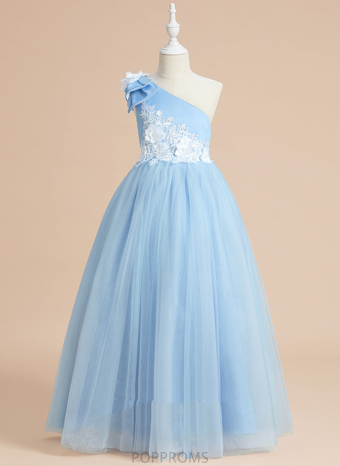 Flower Girl Dresses Dress Milagros Ball-Gown/Princess - Flower Floor-length Girl Satin/Tulle Lace/Bow(s) Sleeveless With One-Shoulder