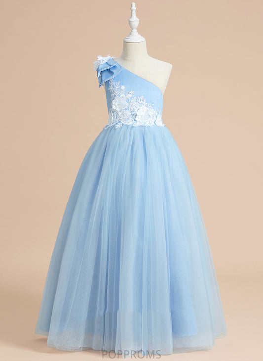 Flower Girl Dresses Dress Milagros Ball-Gown/Princess - Flower Floor-length Girl Satin/Tulle Lace/Bow(s) Sleeveless With One-Shoulder