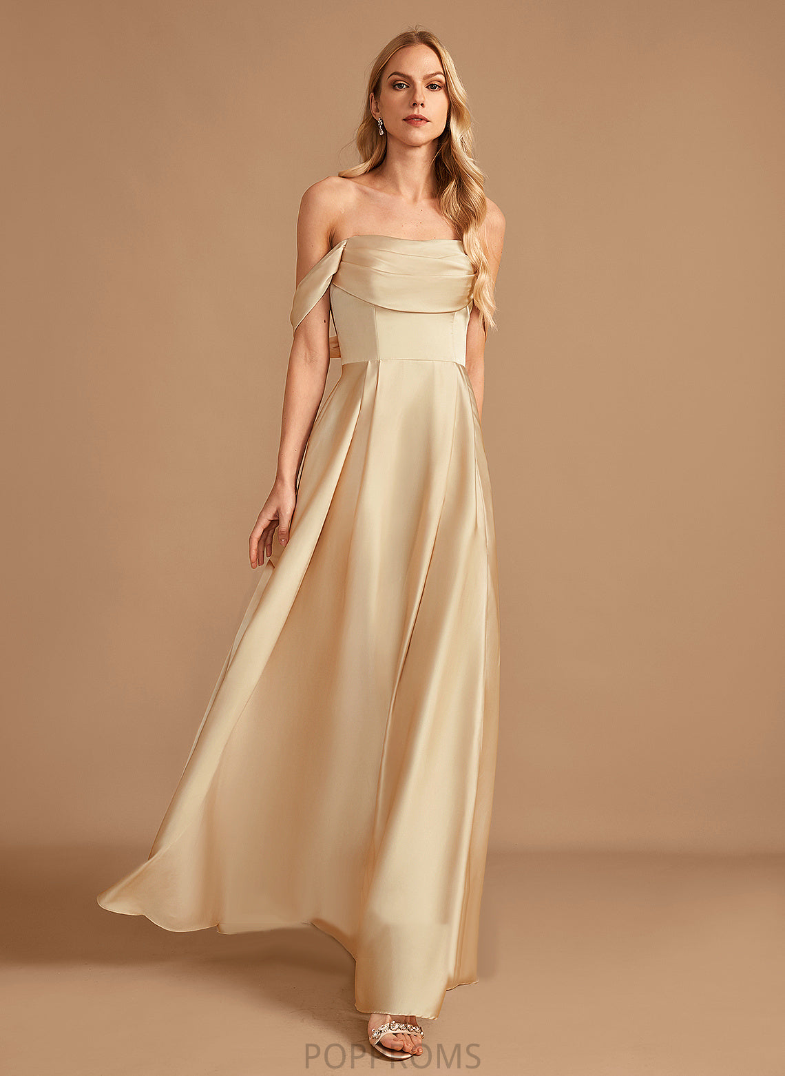 A-Line Embellishment SplitFront Length Silhouette Fabric Neckline Pockets Off-the-Shoulder Floor-Length Samara Floor Length Bridesmaid Dresses