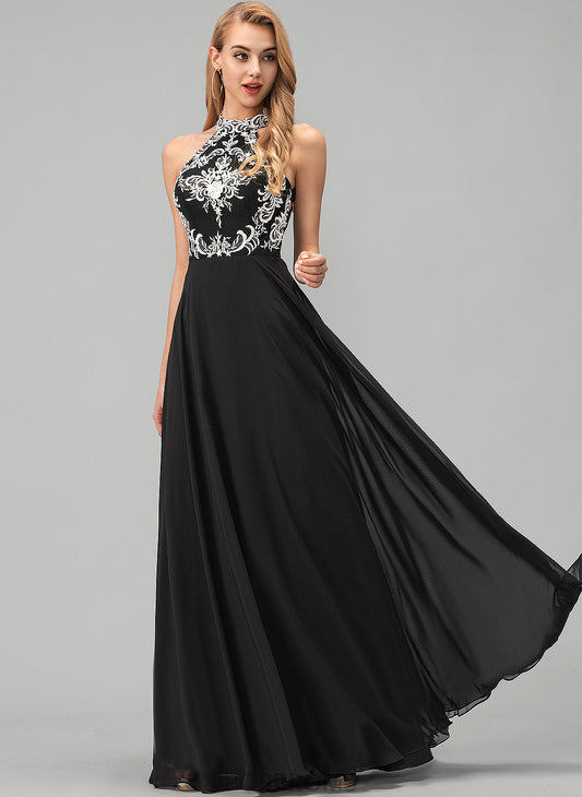 Prom Dresses A-Line Chiffon Scoop Kenya Floor-Length