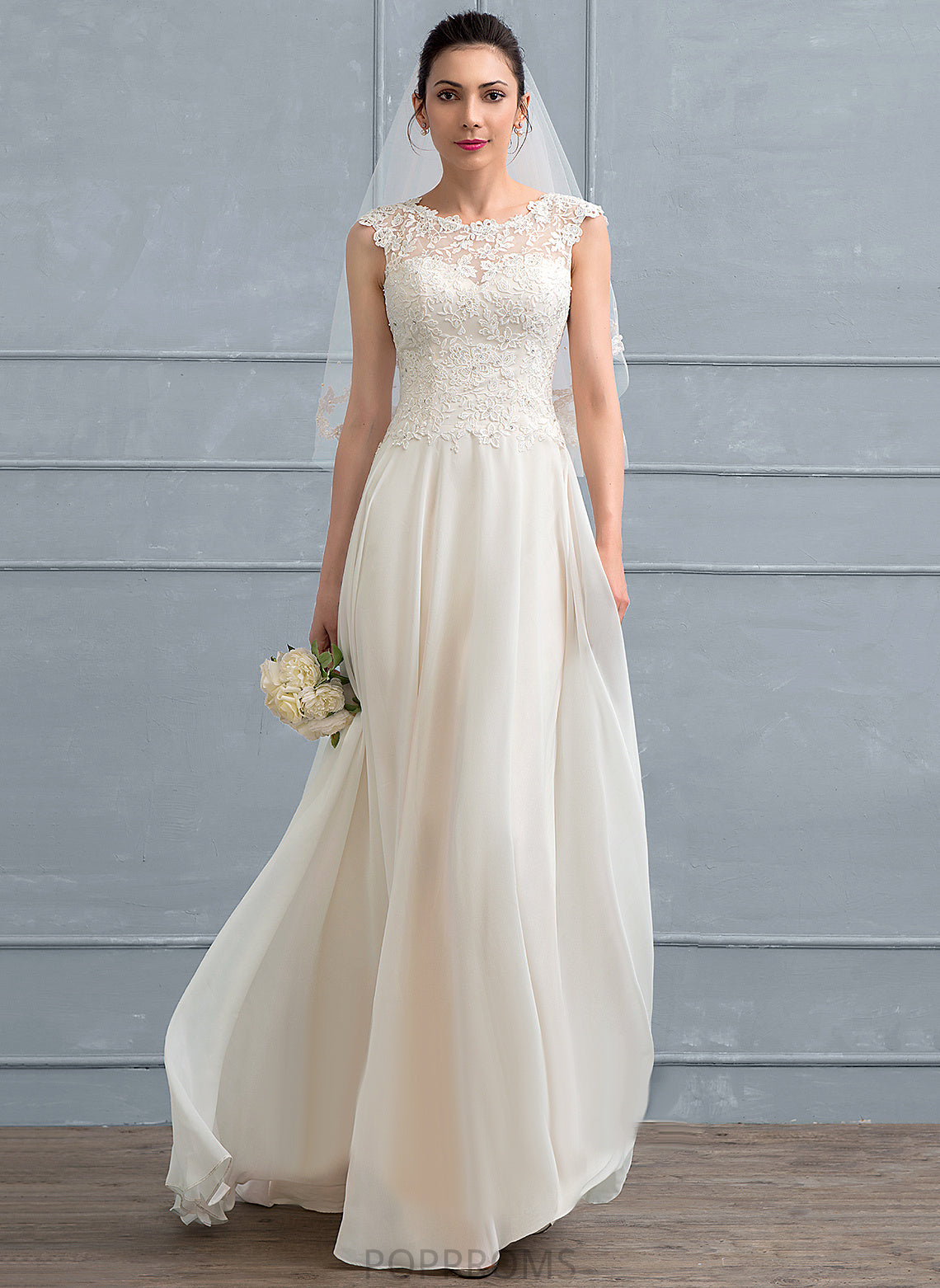 Beading Scoop Floor-Length A-Line With Lace Kendra Sequins Wedding Dresses Dress Wedding Neck Chiffon