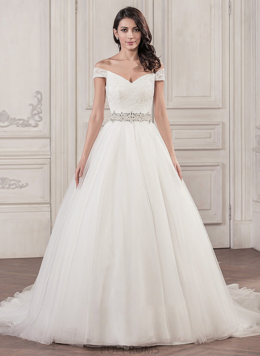 With Wedding Ball-Gown/Princess Sequins Dress Beading Brielle Wedding Dresses Cathedral Tulle Train