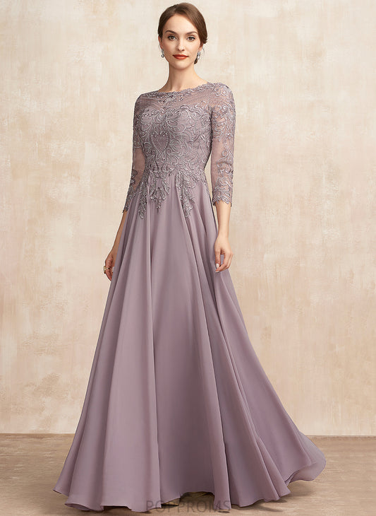 Neck Lena Chiffon Mother of the Bride Dresses Mother A-Line Scoop Sequins Dress With Floor-Length Lace of the Bride