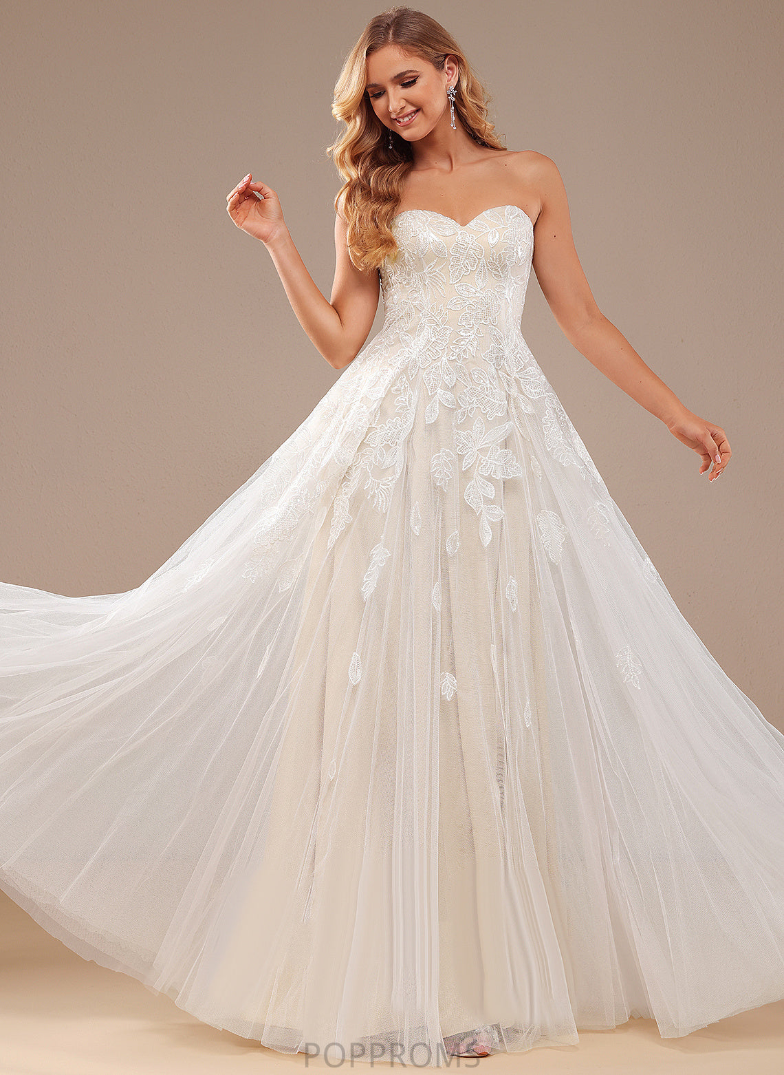 Floor-Length Wedding Dresses A-Line Dress Wedding Lace Lilly Sweetheart Sequins With