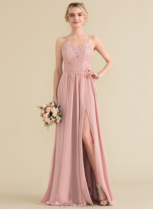 Sweetheart Floor-Length Lace Chiffon Prom Dresses Aaliyah A-Line