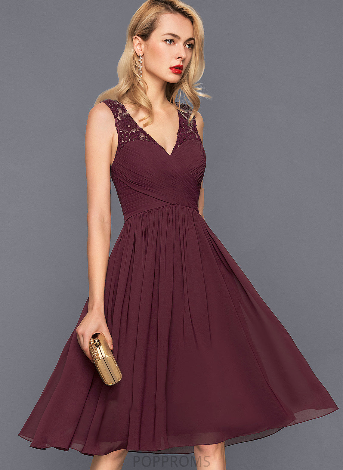 V-neck Embellishment Fabric Neckline A-Line Length Ruffle Knee-Length Silhouette Logan Natural Waist Floor Length Bridesmaid Dresses