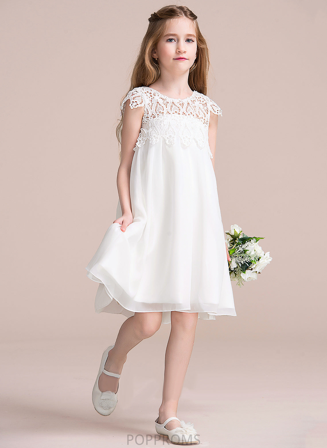 Chiffon/Lace Scoop Amy Knee-length Girl Flower Girl Dresses Empire - Flower Dress Neck Sleeveless