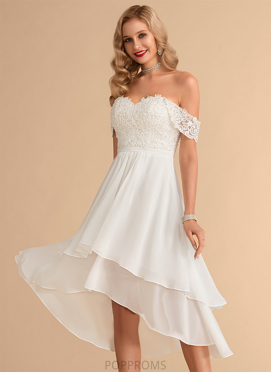 Lace Chiffon A-Line Off-the-Shoulder Dress With Wedding Kennedy Wedding Dresses Asymmetrical Sequins Beading