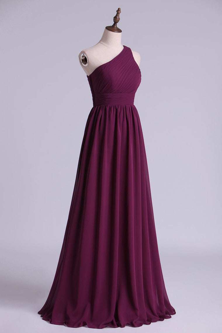 2024 Bridesmaid Dresses A Line One Shoulder Floor Length With Ruffle