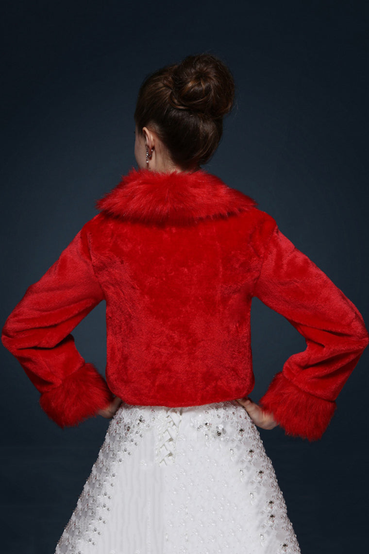 Wedding Wraps Coats/Jackets Faux Fur Long Sleeves