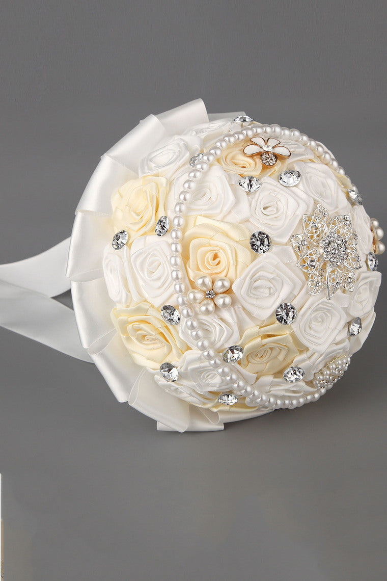 5 Colors Rhinestone Round Roses Bouquets Wedding Flowers (27*20cm)