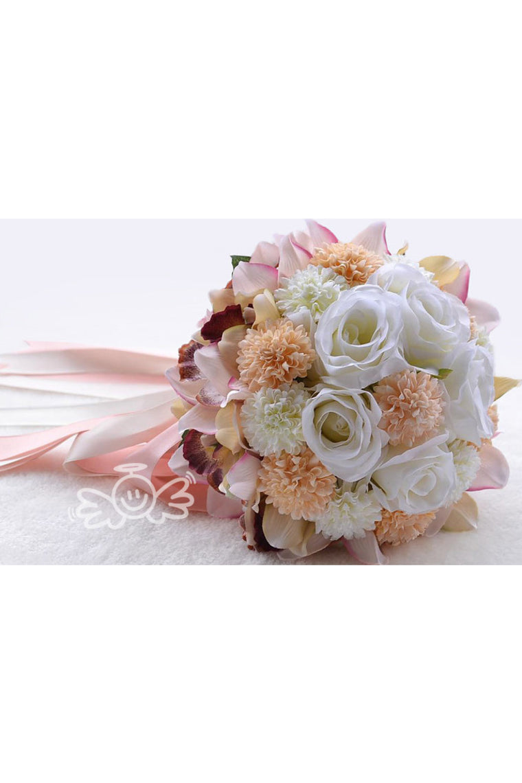 Charming Round Ribbon Bridal Bouquets