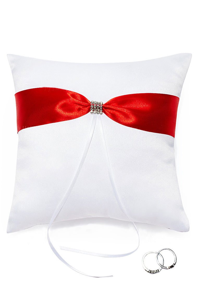 Ring Pillow Satin With Sash/Pearl