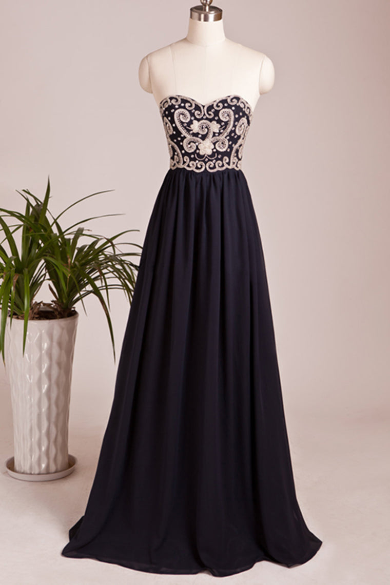 2024 Beaded Bodice Prom Dresses A Line Chiffon Floor Length